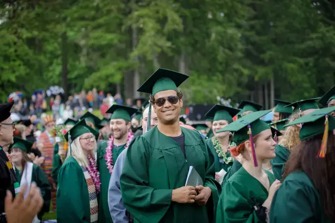 Student in graduation regalia